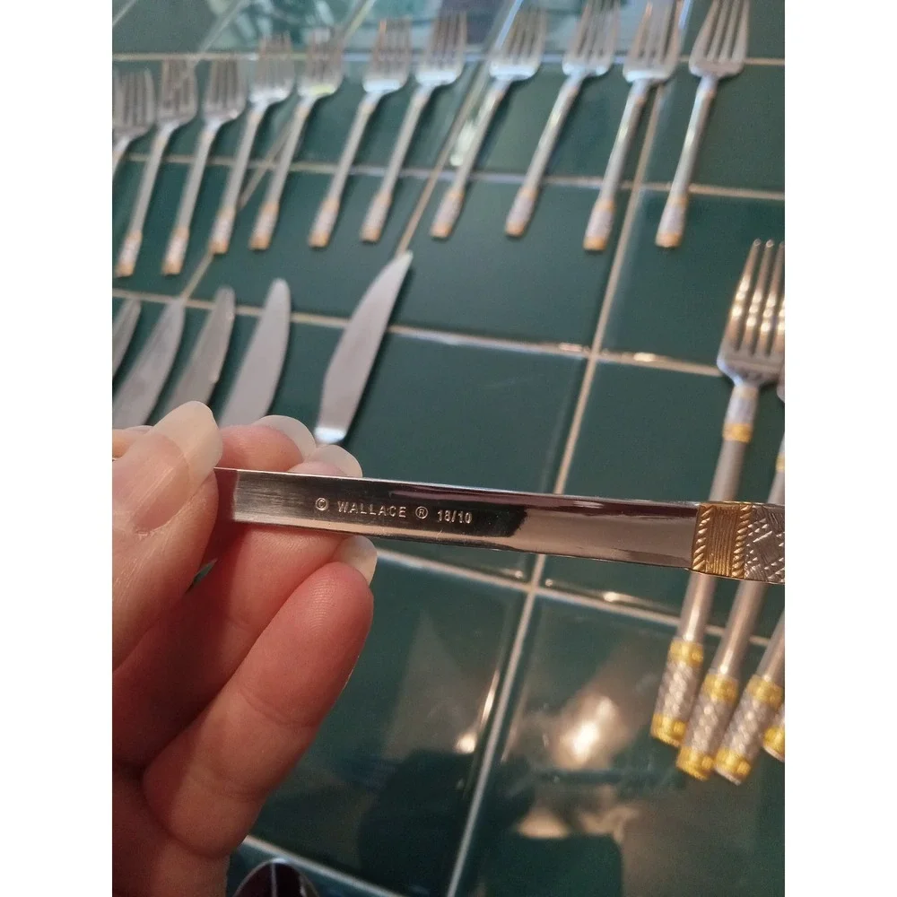 Wallace Golden Aegean‎ Weave Stainless 60+pc set 18/10 Missing One Fork. Butter